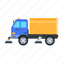 cleaning truck, sweeper truck, road sweeper, truck, vehicle