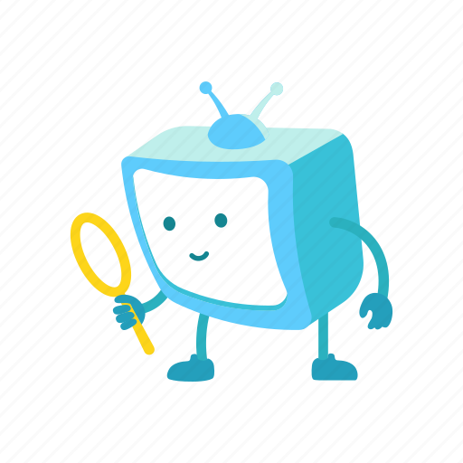 Tv, character, television, mascot, boy, search, magnifier icon - Download on Iconfinder
