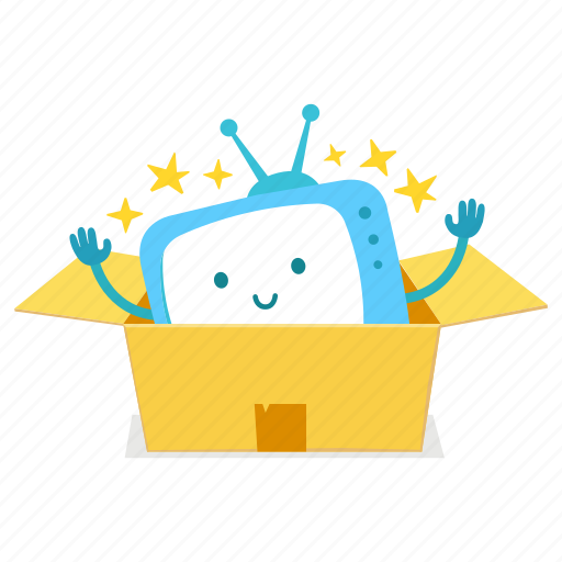 Tv, character, television, mascot, boy, unboxing, box icon - Download on Iconfinder