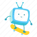 tv, character, television, mascot, skateboard, activities, sports, entertainment, game