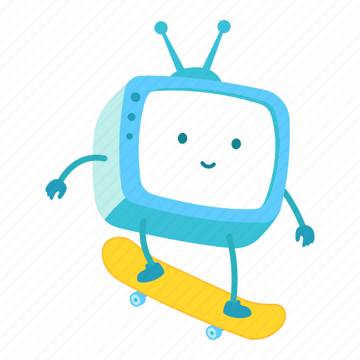 Tv, character, television, mascot, skateboard, activities, sports icon - Download on Iconfinder