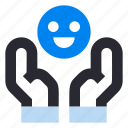 customer review, feedback, care, hands, satisfy, emoji, smile