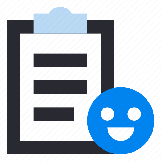 Customer review, feedback, clipboard, satisfy, smile, emoji, report icon - Download on Iconfinder
