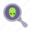 search, alien, extraterrestial, magnifying, glass 