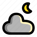 cloud, cloudy, crescent, forecast, moon, night, weather