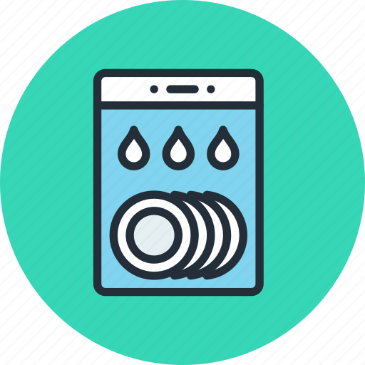 Dish, dishwasher, kitchen, wash, water icon - Download on Iconfinder