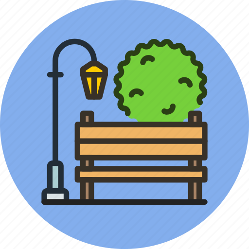 Bench, light, park, recreation, street, tree icon - Download on Iconfinder