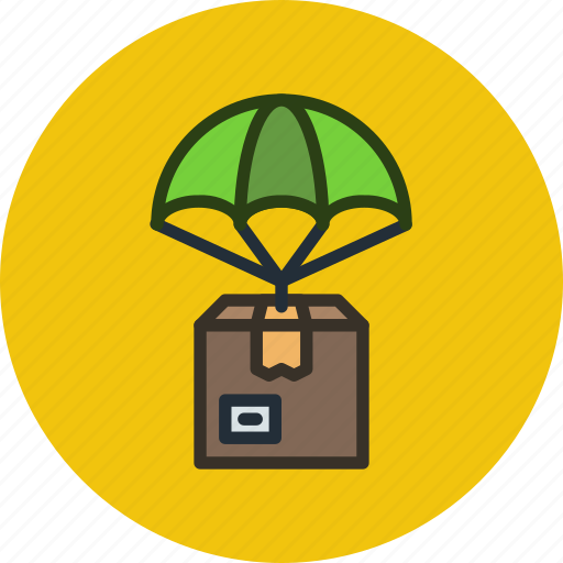 Box, delivery, drop, package, parachute, product icon - Download on Iconfinder