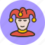 avatar, clown, human, jester, joker, man, user 