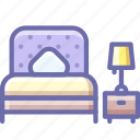 bed, bedroom, lamp