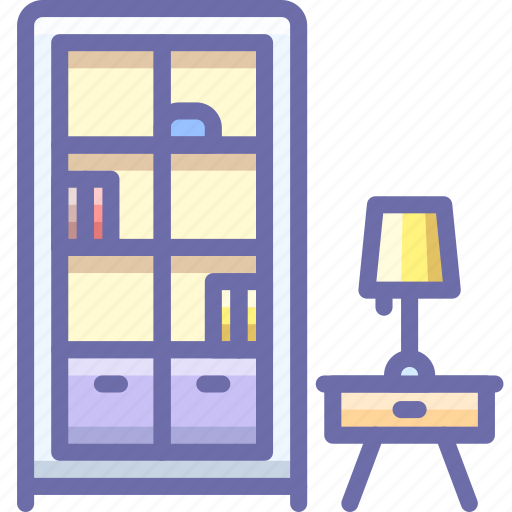 Bookcase, cabinet, lamp icon - Download on Iconfinder