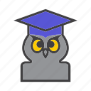 academic, bird, cap, hat, owl