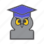 academic, bird, cap, hat, owl 