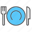 dishware, food, fork, knife, plate 
