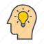head, human, idea, lamp 