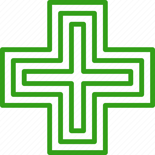 Cross, green, line, neon, pharmacy, sign icon - Download on Iconfinder