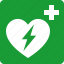 aed, automated, defibrillator, emergency, external, green, sign