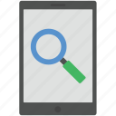 magnifier, magnifying glass, mobile, search, search date 