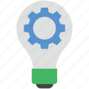 bulb setting, cog with bulb, cogwheel, creative, idea 