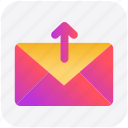arrow, email, envelope, letter, mail, message, up