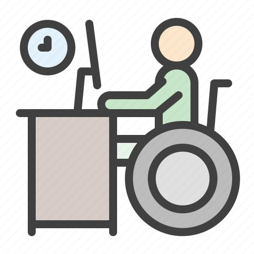 Disabled, digital inclusion, digital inclusivity, remote work, wheelchair icon icon - Download on Iconfinder