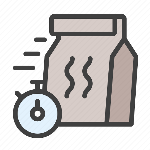 Lunch, food delivery, timer, take away, hot breakfast icon - Download on Iconfinder