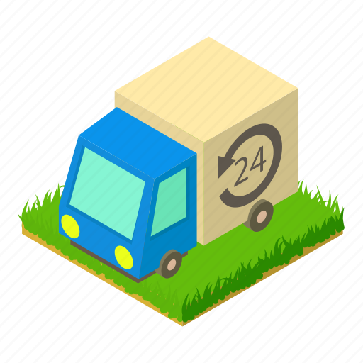 Deliveryservice, isometric, twentyfour, hour, truckdelivery icon - Download on Iconfinder