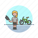cyclist, urban, bike, ride, road, transport, woman