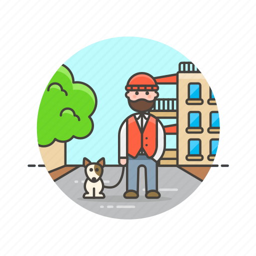 Dog, urban, exercise, man, outdoor, pet, walk icon - Download on Iconfinder