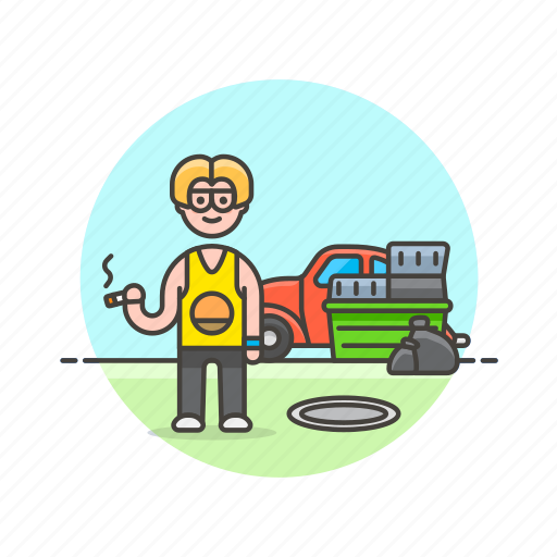 Hoarder, urban, car, container, man, smoke, trash icon - Download on Iconfinder