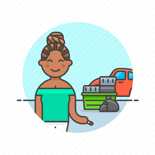 Hoarder, urban, car, container, trash, vehicle, woman icon - Download on Iconfinder