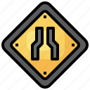 narrow, warning, sign, road