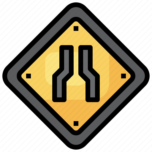 Narrow, warning, sign, road icon - Download on Iconfinder