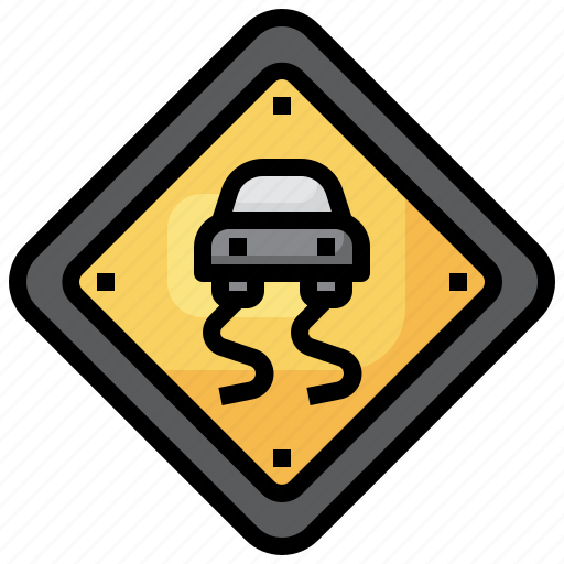 Slippery, traffic, sign, car, road, signs, direction icon - Download on Iconfinder