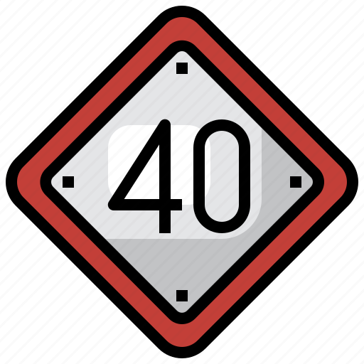 Speed, limit, forty, traffic, sign, road icon - Download on Iconfinder