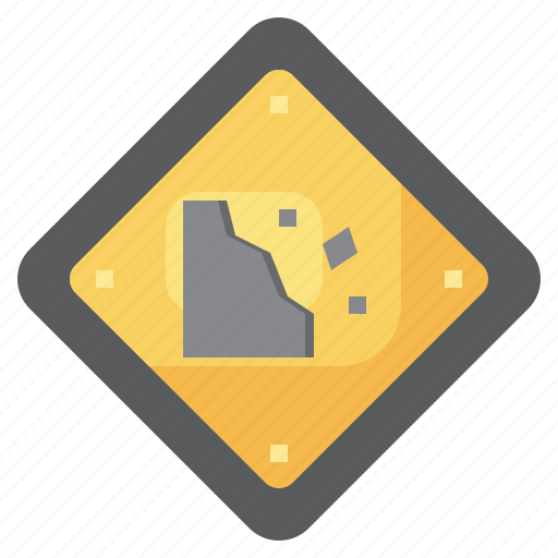 Falling, rocks, road, sign, regulation, direction, warning icon - Download on Iconfinder