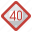 speed, limit, forty, traffic, sign, road 