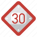 speed, limit, thirty, traffic, sign, road