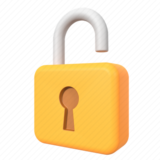 Unlock, security, protection, password, secure, locked 3D illustration - Download on Iconfinder