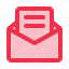 open, email, letter, ui, communications, message, envelope 