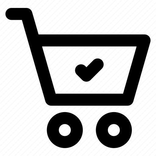 Verified shopping, shopping trolley, shopping cart, handcart, pushcart icon - Download on Iconfinder