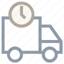 cargo truck, clock sign, delivery van, hatchback, logistic delivery