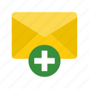 add, communication, email, envelop, mail, sign, web