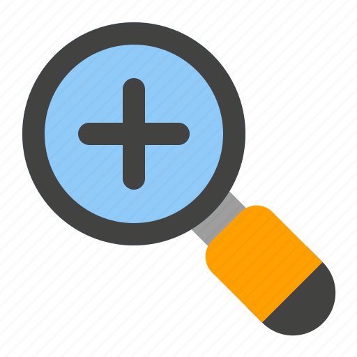 Zoom, in, magnifying glass, add, plus, lens, loupe icon - Download on Iconfinder