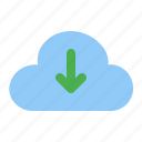 cloud, download, arrow, down, file, document, online, connection, internet