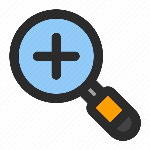 Zoom, in, magnifying glass, add, plus, lens, loupe icon - Download on Iconfinder