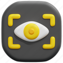 eye, user, interface, ui, button, web, 3d, element 