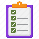 checklist, clipboard, paper, business