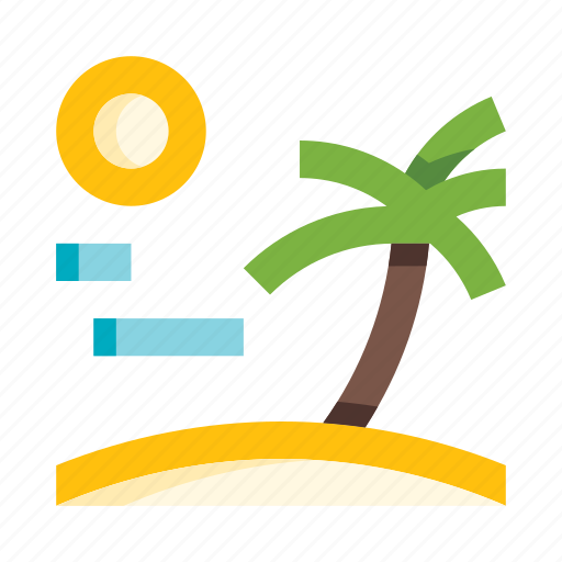 Beach, coast, resort, palm, sun, sea, tree icon - Download on Iconfinder