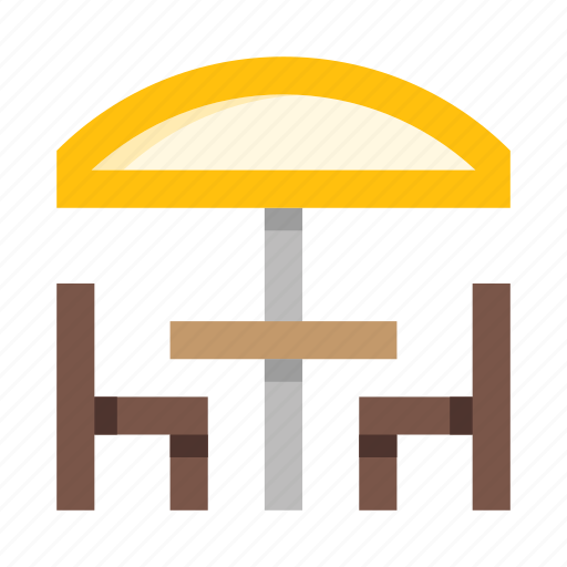 Table, chairs, canopy, dining table, bistro, furniture, umbrella icon - Download on Iconfinder